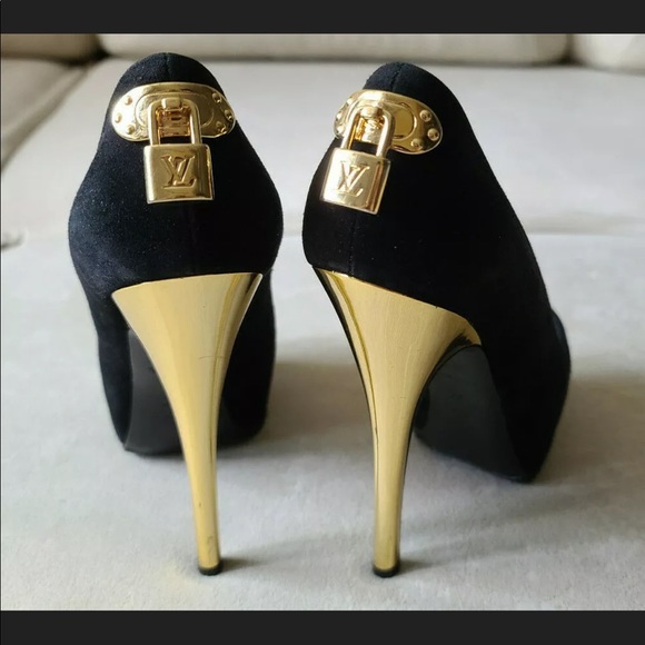 Louis Vuitton Oh Really Black Suede Pumps Heels 37 - Picture 4 of 8